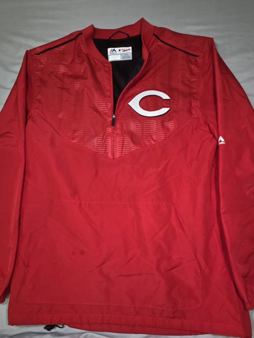 Majestic Cincinnati Reds Red Quarter Zip Pullover Jacket MLB Mens S